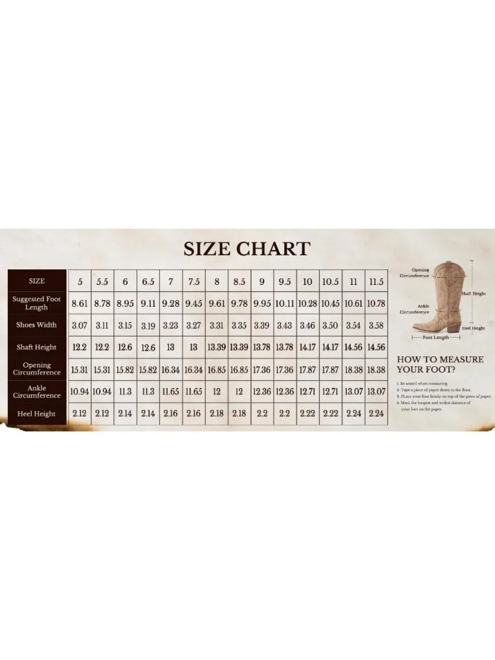Women's Brown Mid Calf Snip Toe Western Cowgirl Faux Leather Heeled Boots - Picture 6 of 6